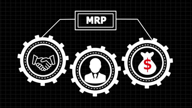 MRP Material Requirement planning Manufacturing Industry Business Process automation. 4k animation video