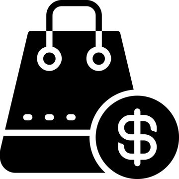 shopping bag glyph icon. Strong and solid vector icon for websites, mobile interfaces, presentations, and visual branding. High quality and easy to edit.