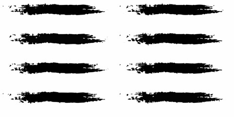 Abstract black brushstrokes arranged in horizontal rows against white