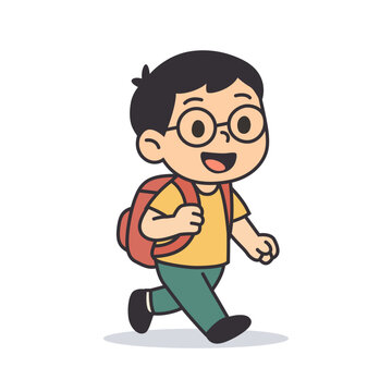 Curious Little Scholar Kid Ready for Learning Journey, Flat Academic Character Illustration