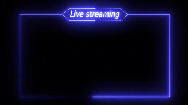 Live streaming Frame - animated red neon overlay frame for live streaming and gaming templates