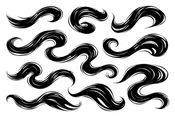 Fototapeta premium Abstract black hair swirls and waves pattern design.