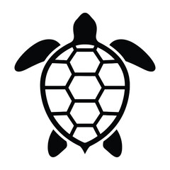 Obraz premium Silhouette of a sea turtle with detailed shell pattern isolated on a clean white background minimalist design