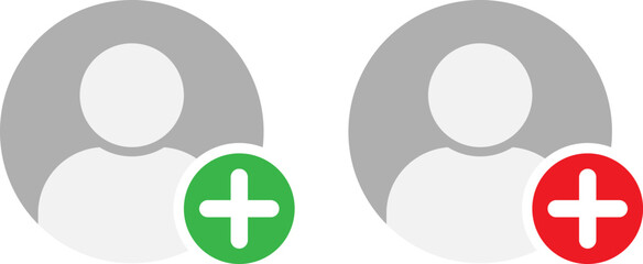 Obraz premium Two users with plus signs for approval and rejection
