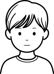Obraz premium A Boy Character Black and White Avatar Illustration in Minimal Line Art Style Design