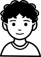 Obraz premium A Boy Character Black and White Avatar Illustration in Minimal Line Art Style Design