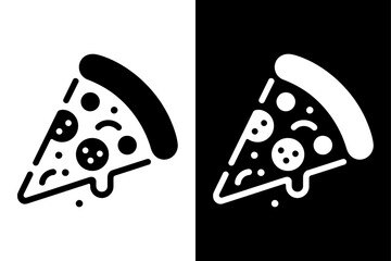 Pizza Piece Vector Illustration. Modern Pepperoni Slice Icon Silhouette