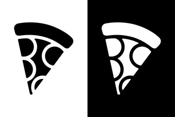 Fast Food Pizza Slice Icon. Clean Pizzeria Logo and Pepperoni Vector Design