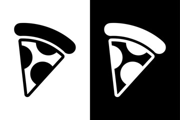 Pizza Slice Icon Silhouette. Pepperoni Pizza Vector Illustration for Apps and Websites