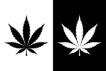 Cannabis Leaf Icon Silhouette. Marijuana Hemp Leaf Vector Logo Illustration