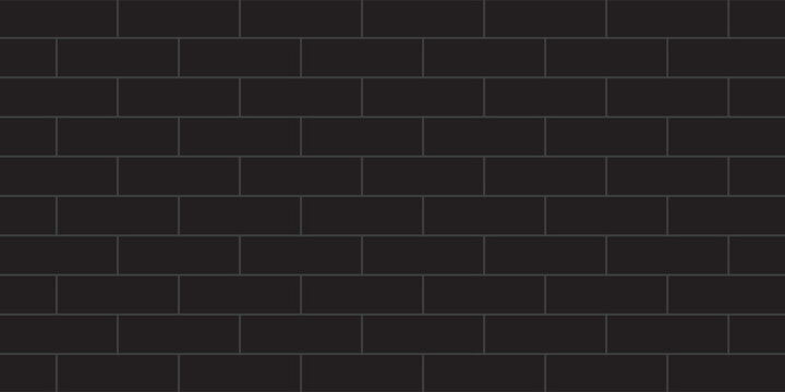 black brick wall texture, seamless cladding pattern for interior decoration, kitchen backsplash, plastic panel, building outdoor design. Abstract minimal background, vector eps 10