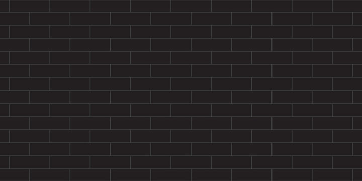 black brick wall texture, seamless cladding pattern for interior decoration, kitchen backsplash, plastic panel, building outdoor design. Abstract minimal background, vector eps 10