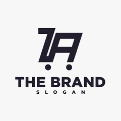 Obraz premium Shopping Cart Logo Latter A – with geometric shapes and creative letter integration. Minimalist and modern design suitable for e-commerce, retail, or digital marketplace branding.