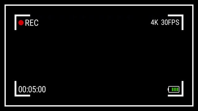 Smartphone video camera frame interface, Digital Video recorder display ,  for compositing. Ideal for social video projects. 4K video.