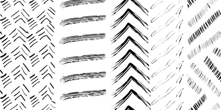 Abstract black brushstrokes create a textured patterned background