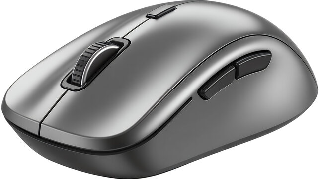 Gray wireless computer mouse technology isolated on a transparent background