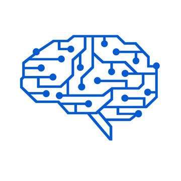 Cerebro digital en azul cobalto