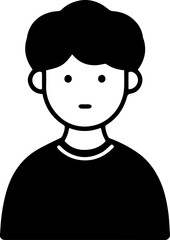 Obraz premium A Boy Character Black and White Avatar Illustration in Minimal Line Art Style Design