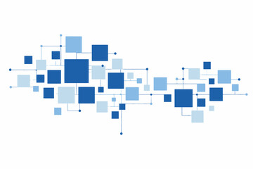 Red de bloques tecnológicos en azul © Daniel