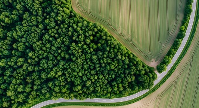 Foto a&eacute;rea de un dron volador de una tierra con &aacute;rboles j&oacute;venes y un campo arado