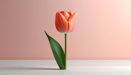 Fototapeta premium Lachsfarbene Tulpe im minimalistischen Stil