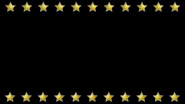 golden yellow gold stars scrolling top and bottom border margin of glitzy glamorous award ceremony star shapes crawling across screen with a transparent alpha channel background