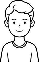 A Boy Character Black and White Avatar Illustration in Minimal Line Art Style Design