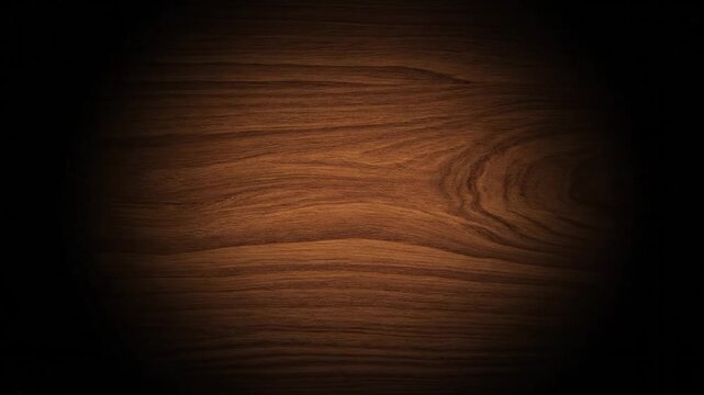 Dark wooden surface in oval shape with strong contrast between light and shadow