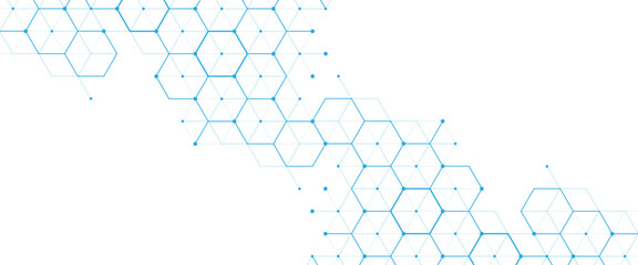 Obraz premium Vector digital geometric hexagonal dots and lines elements medical technology abstract