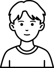 Obraz premium A Boy Character Black and White Avatar Illustration in Minimal Line Art Style Design