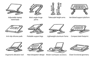 Arms icon vector workspace telescopic height legs laptop frame lightweight riser adjustable