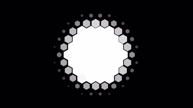 Hexagon circle wipe transition alpha channel digital graphic element modern geometry