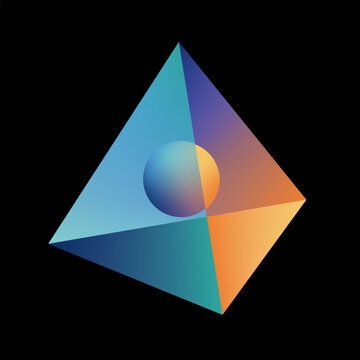 Glass pyramid enclosing gradient sphere