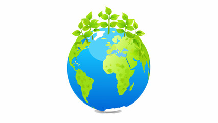 Obraz premium Eco friendly planet earth with green leaves and glass like surface representing sustainability and environmental conservation