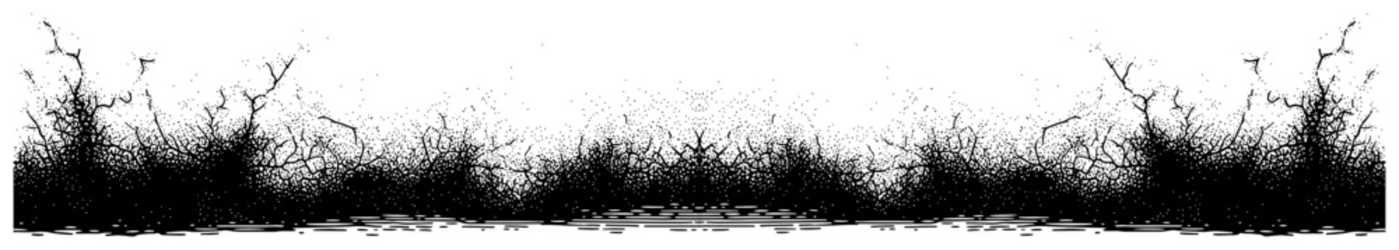 Distressed grunge horizontal border with scattered ink texture
