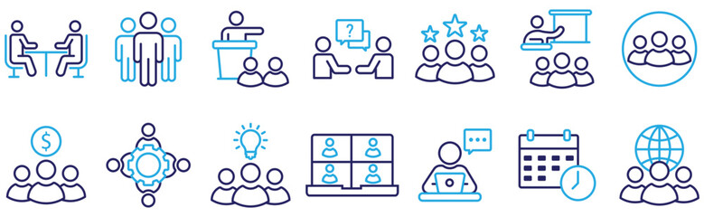 Human Resources and Leadership Thin Line Icons Pack	