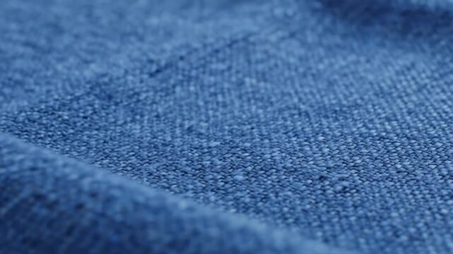 Close up view of textured blue woven fabric material