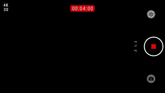 Vertical Smartphone Camera Recording Overlay with Timecode and Frame, Camera viewfinder animation recording a video. Video recorder digital display interface. 4K video.