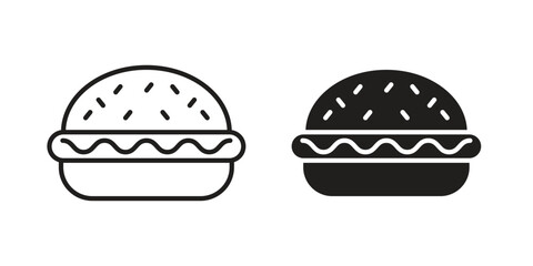 Fototapeta premium Burger icon set. Linear style. Vector icons
