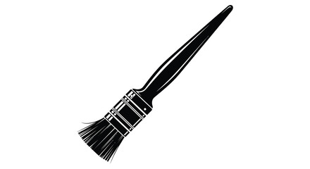 A striking black silhouette of a paintbrush stands diagonally against a white background showcasing artistic tools silhouette high quality professional detailed © Creativekhairul02