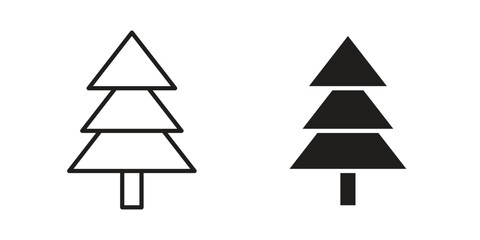 Obraz premium Christmas tree icon set. Linear style. Vector icons