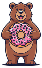 Naklejka premium bear with donut vector