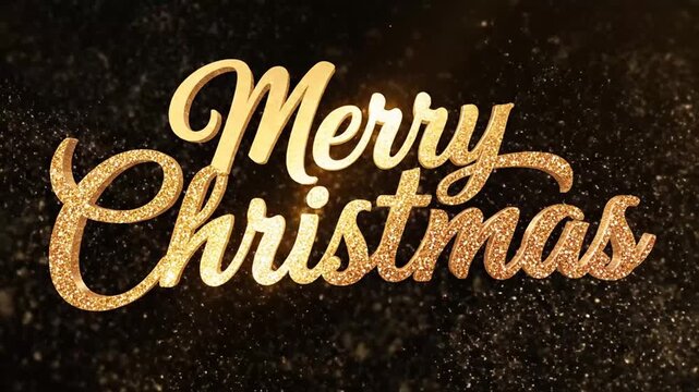 Sparkling "Merry Christmas" Text on Black Background