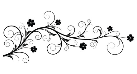An elegant floral design featuring swirling vines and delicate blossoms rendered as a striking black silhouette high quality professional detailed modern © Creativekhairul02