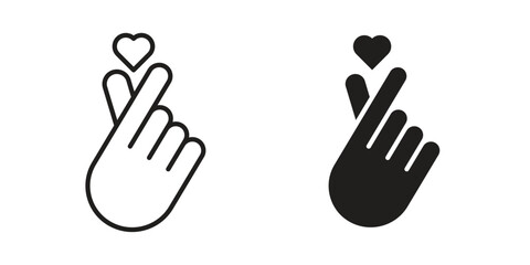 Obraz premium korean heart icon set. Linear style. Vector icons