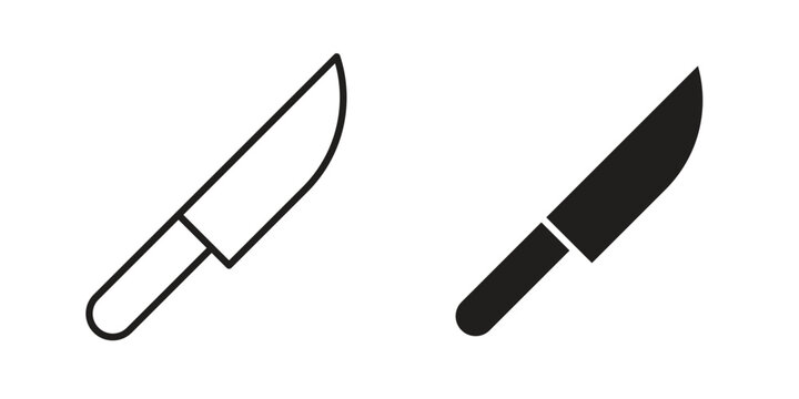 Kitchen knife icon set. Linear style. Vector icons