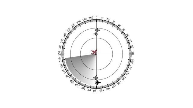 Abstract radar screen digital interface. Futuristic radar screen interface with black digital scanning beam. Radar screen showing scan results, multiple targets detected. 4K 