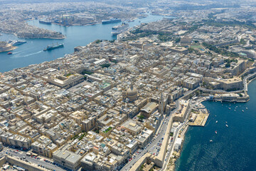 Obraz premium Aerial view of Valletta peninsula - Valletta, Malta