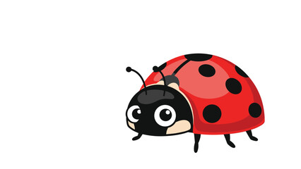 Obraz premium Adorable and friendly cartoon ladybug with big eyes and distinctive red and black spots, a charming insect illustration for children's nature themes.