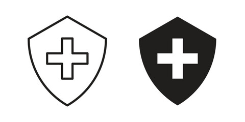 Fototapeta premium Medical insurance icon set. Linear style. Vector icons